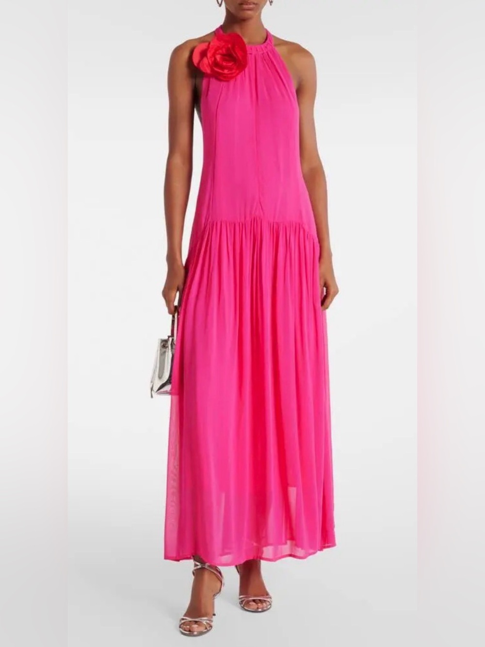 Farm Rio Flower Halter Neck Maxi Pink Dress XL $525